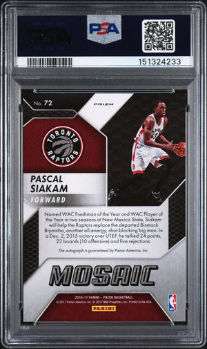 2016 Panini Prizm Mosaic Rookie Autograph Pascal Siakam Auto RC PSA 9 