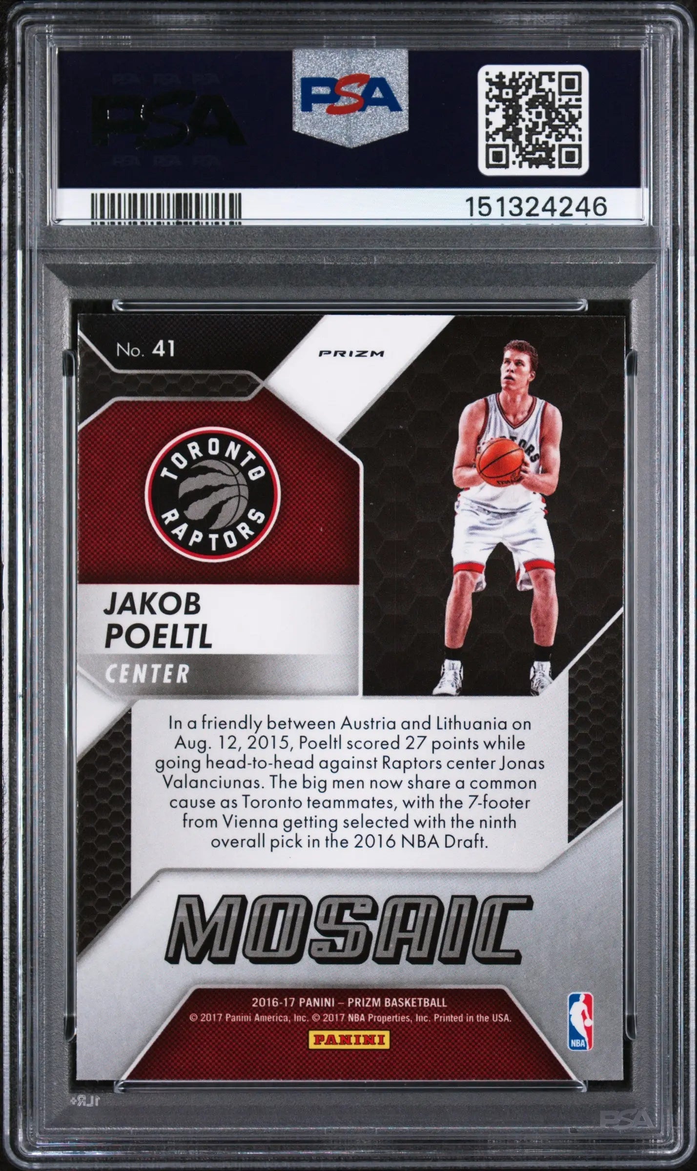 2016 Panini Prizm Mosaic Rookie Jakob Poeltl Blue RC PSA 10 