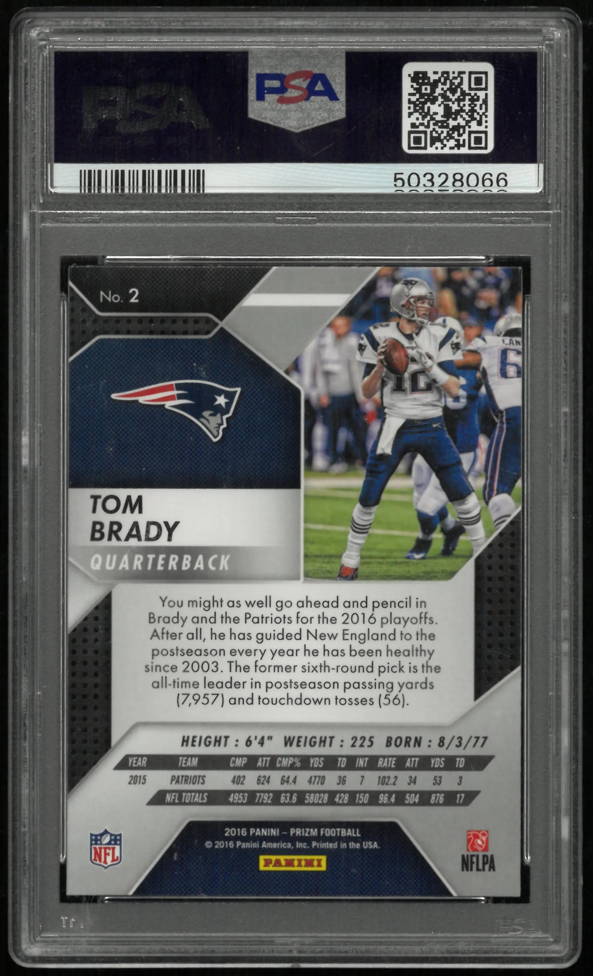 2016 Panini Prizm Tom Brady #2 PSA 9 