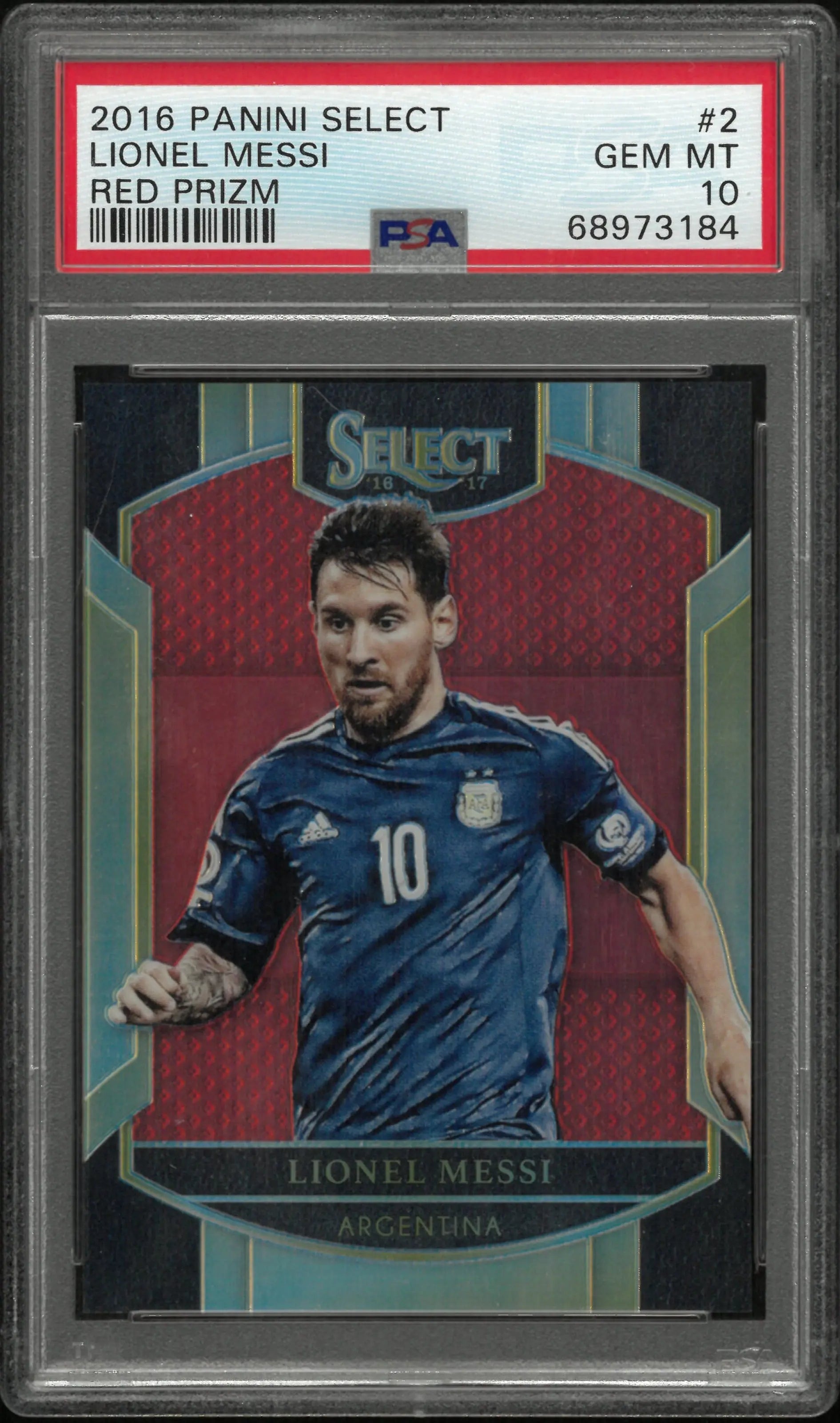 2016 Panini Select Soccer Lionel Messi #2 Red Prizm PSA 10 /199 