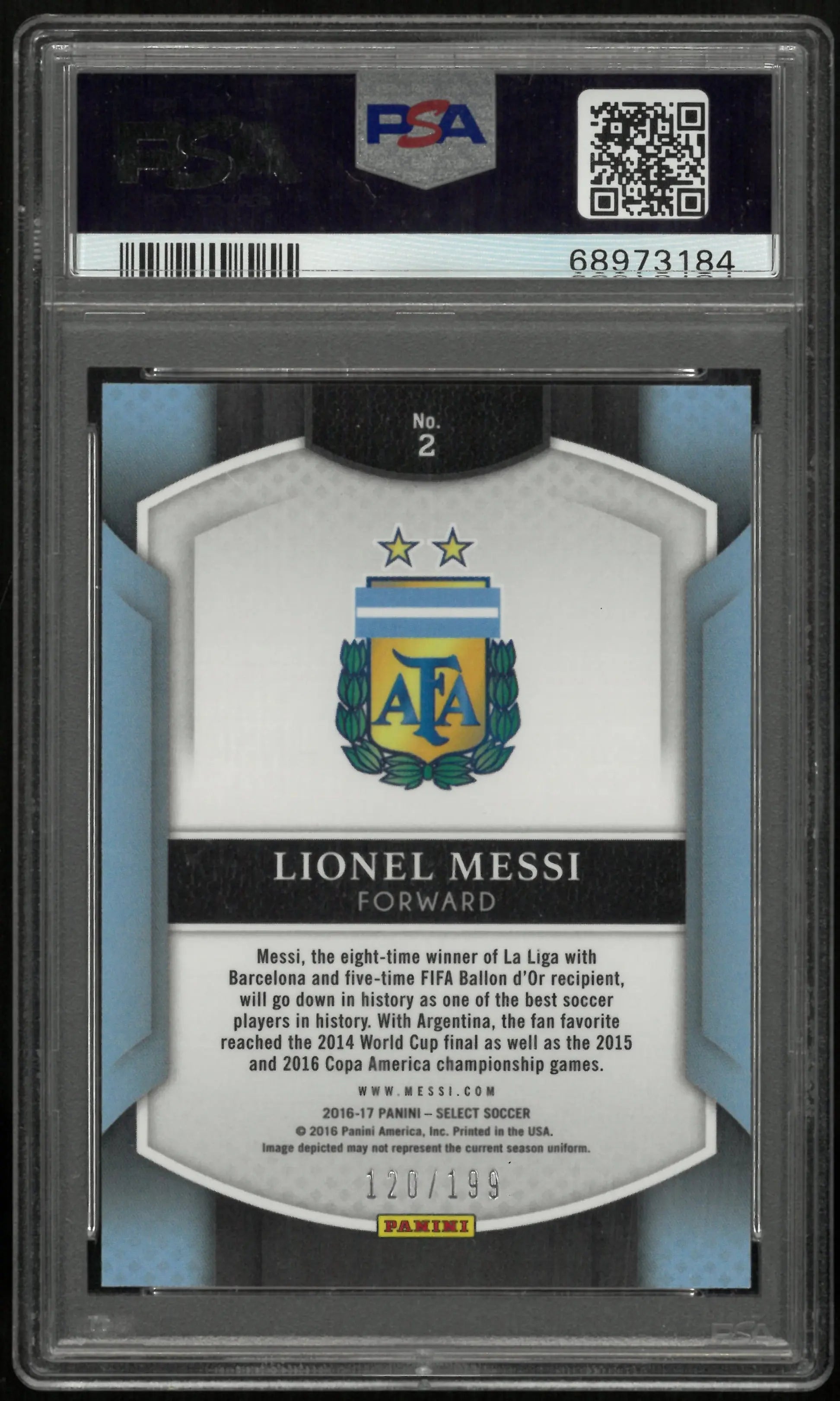 2016 Panini Select Soccer Lionel Messi #2 Red Prizm PSA 10 /199 
