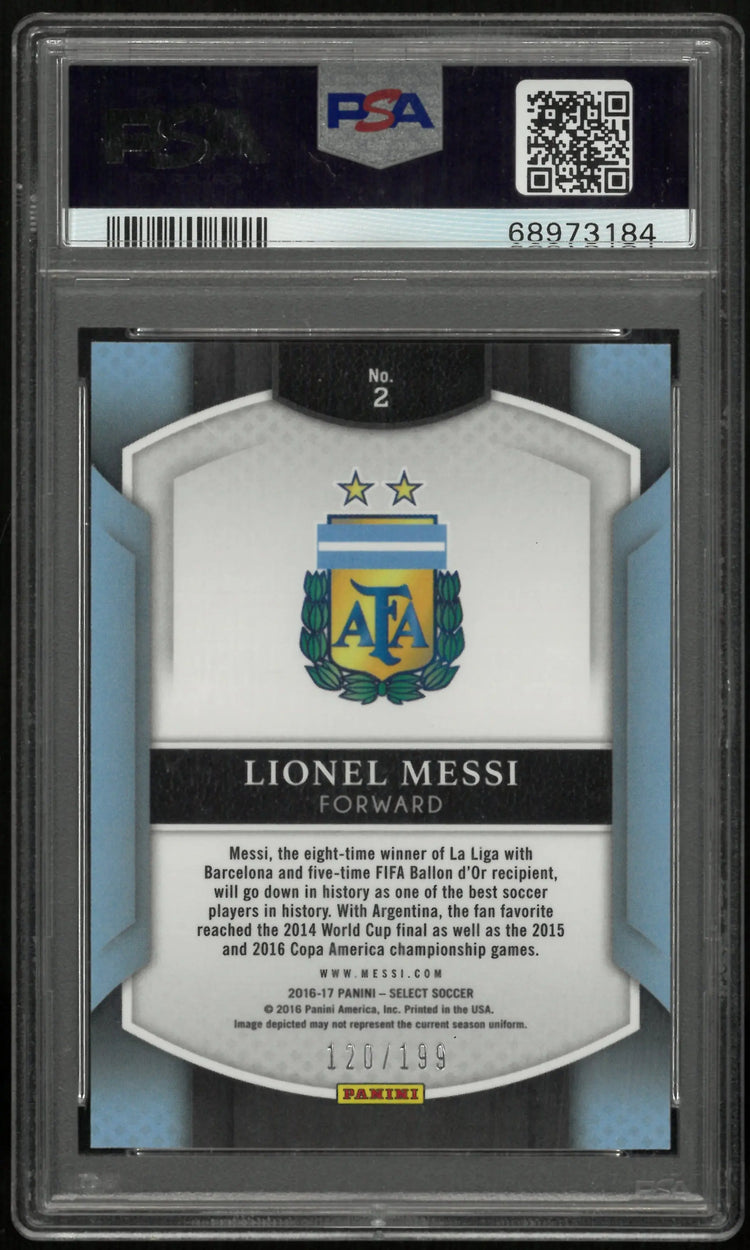 2016 Panini Select Soccer Lionel Messi #2 Red Prizm PSA 10 /199 