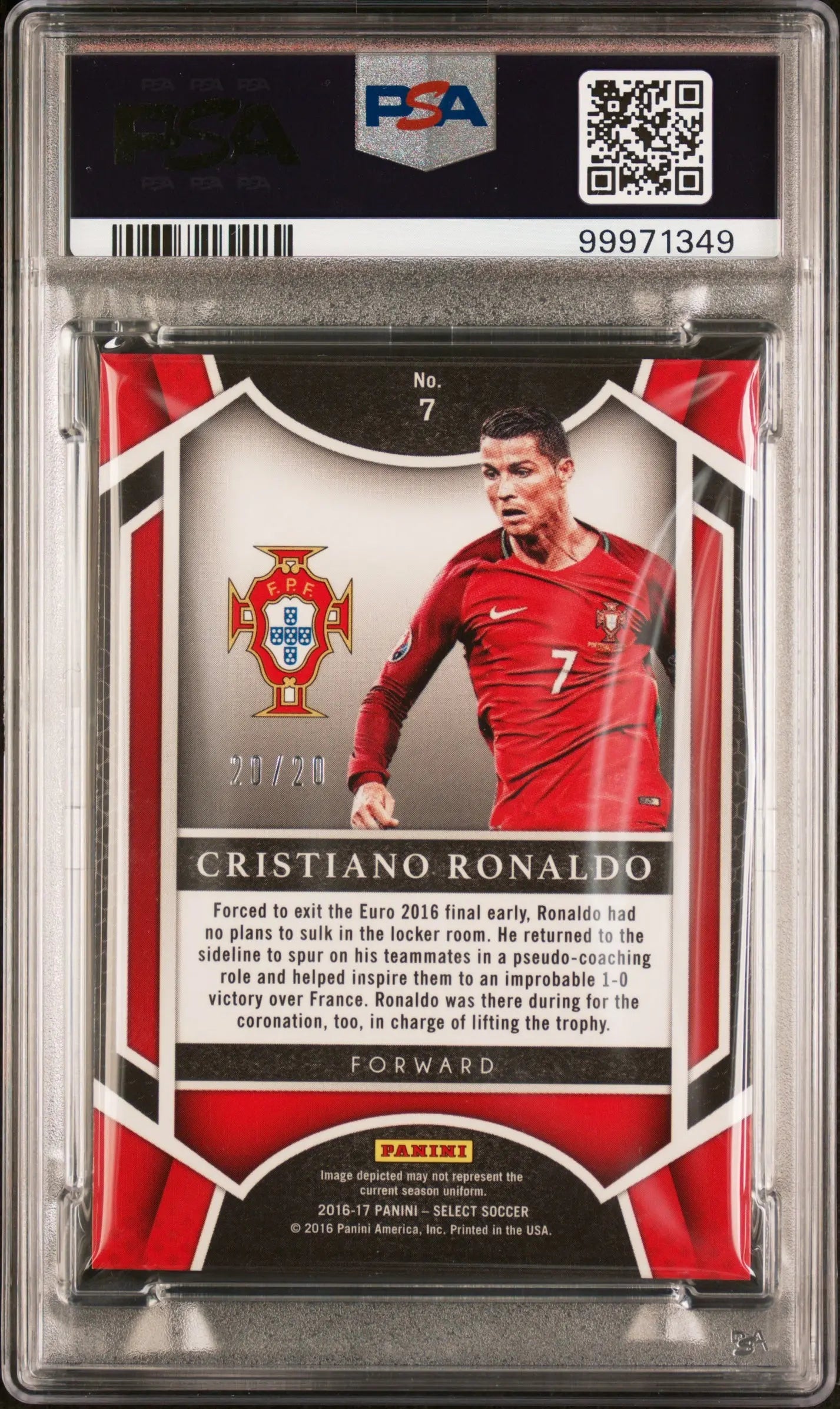 2016 Panini Select Soccer Select Few Cristiano Ronaldo Camo PSA 9 20/20 