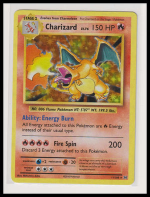 2016 Pokemon Evolution Charizard Holo 11/108 (A) 