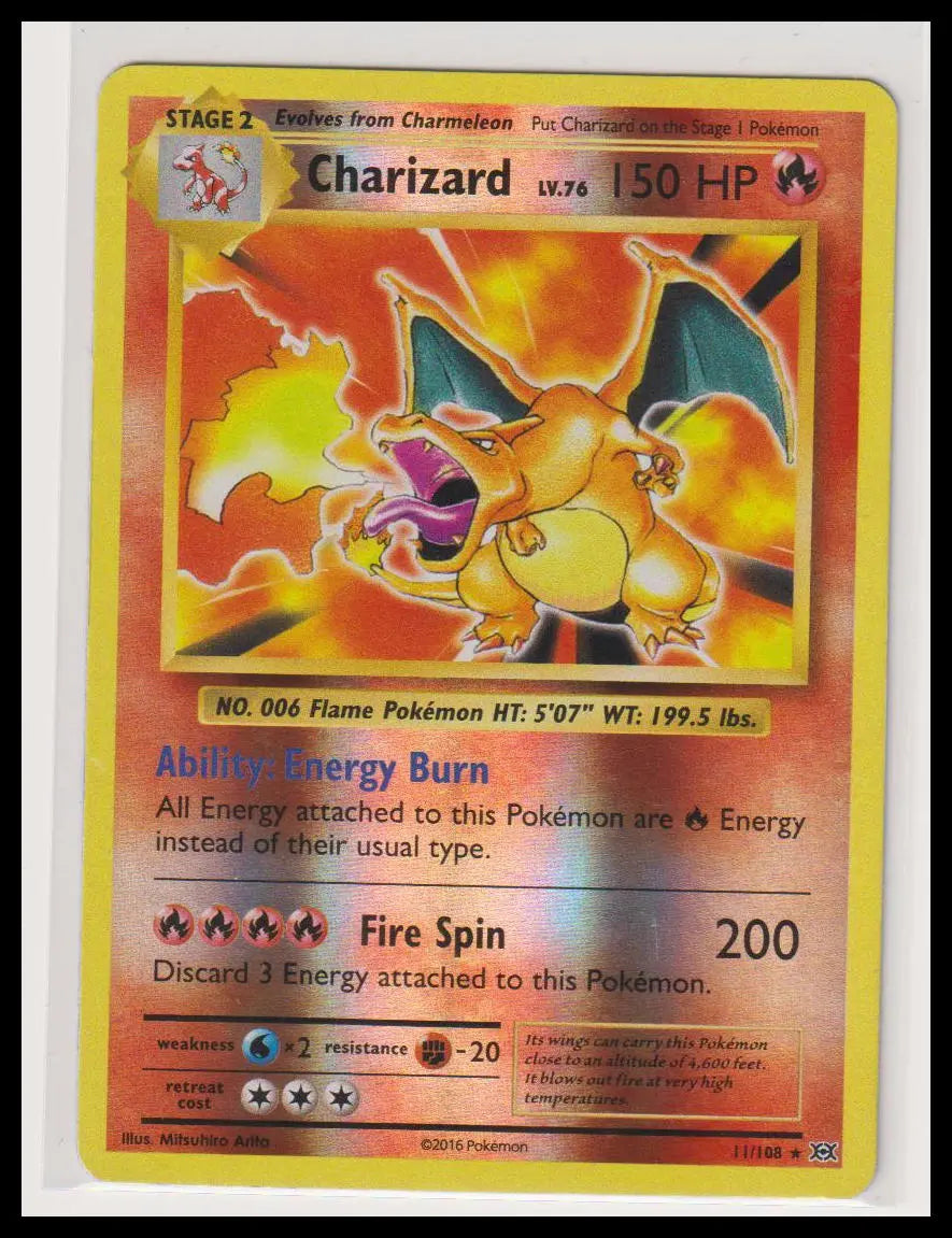 2016 Pokemon Evolutions Charizard Reverse Holo 11/108 