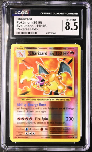 2016 Pokemon Evolutions Charizard Reverse Holo 11/108 CGC 8.5 