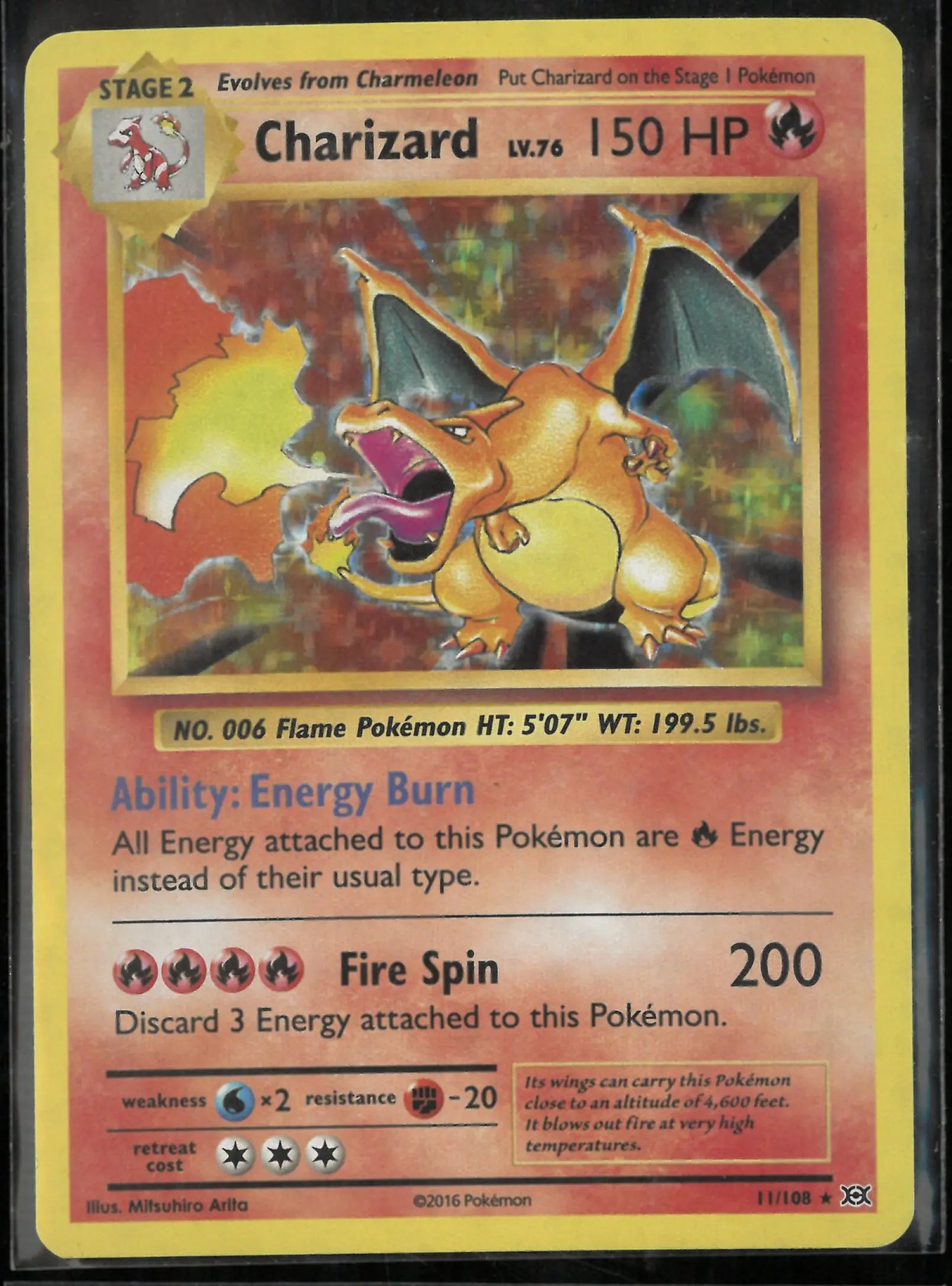2016 Pokemon Evolutions Holo Rare Charizard 11/108 