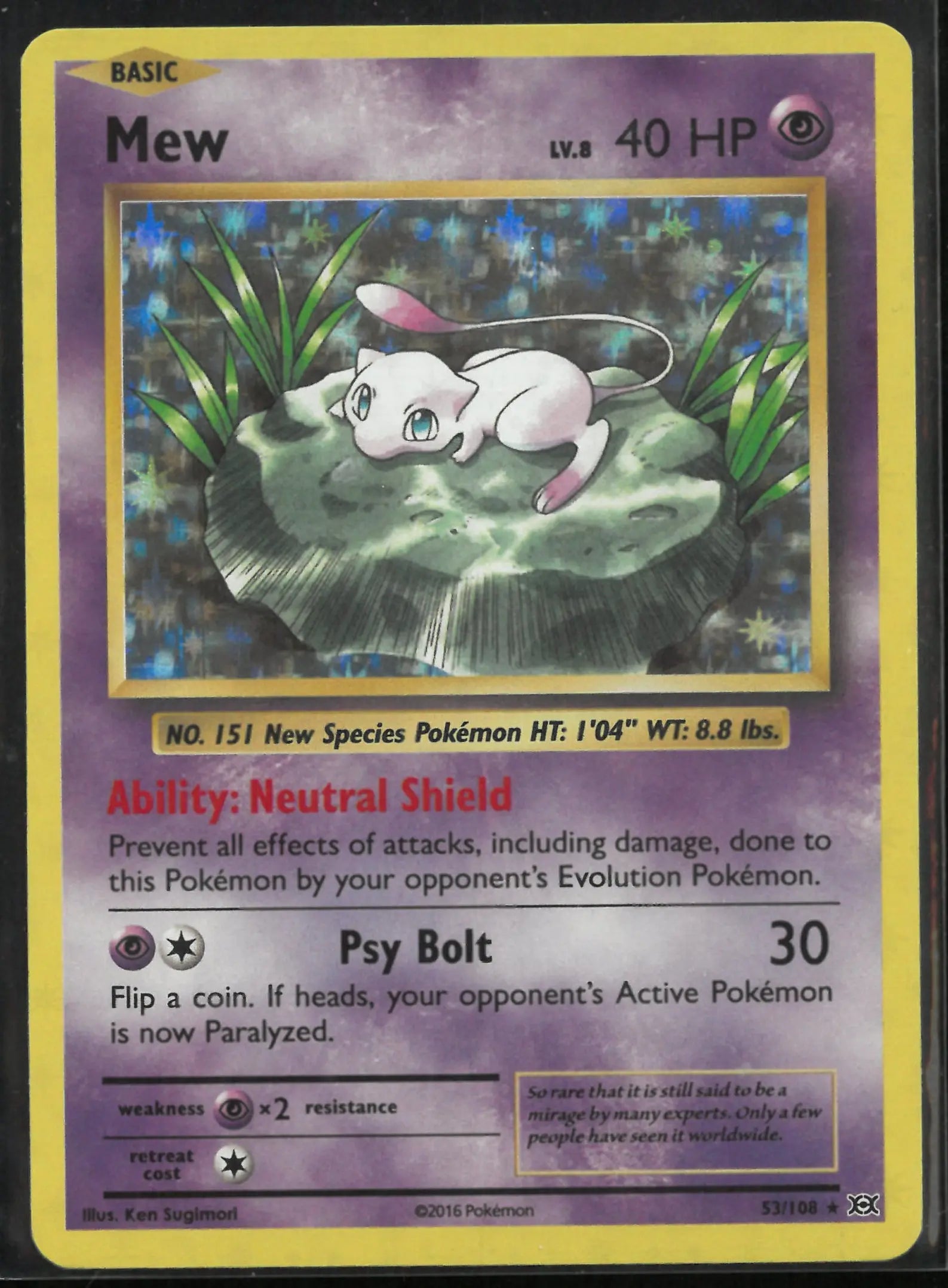 2016 Pokemon Evolutions Holofoil Rare Mew 53/108 