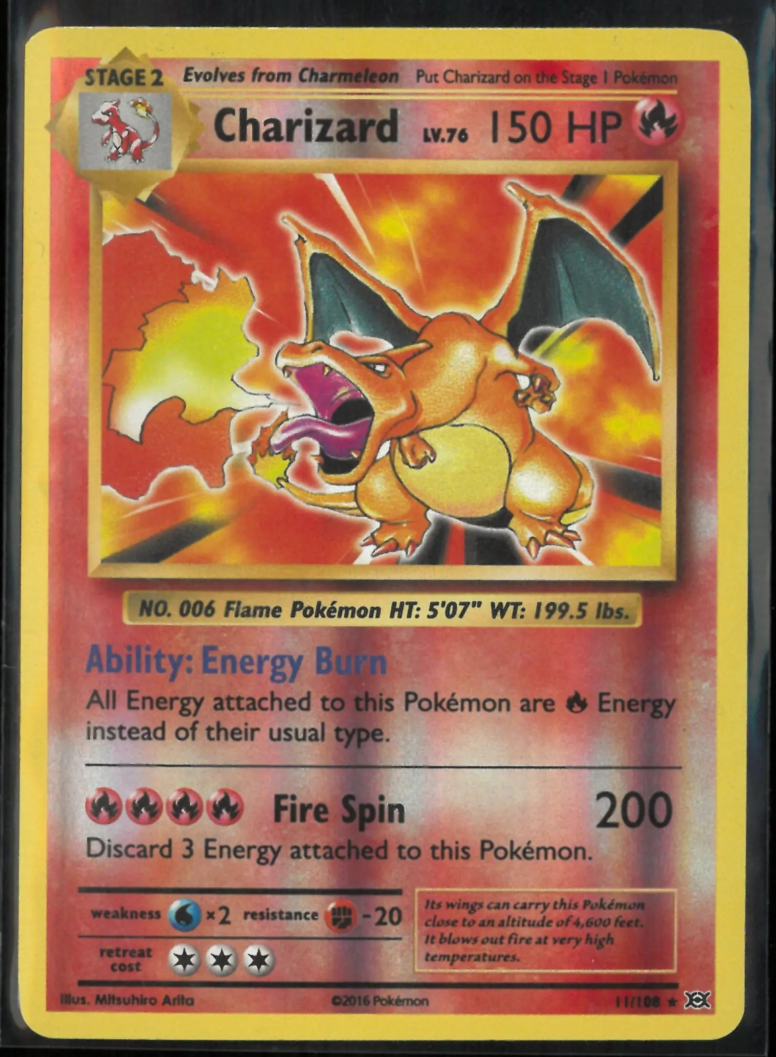2016 Pokemon Evolutions Reverse Holofoil Charizard 11/108 