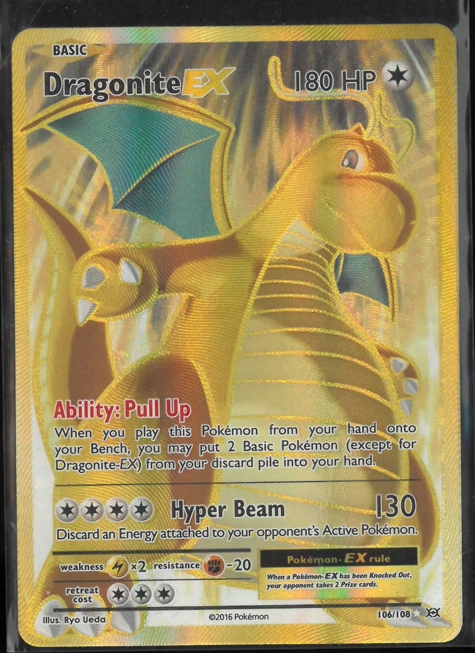 2016 Pokemon Evolutions Ultra Rare Full Art Dragonite EX 106/108 