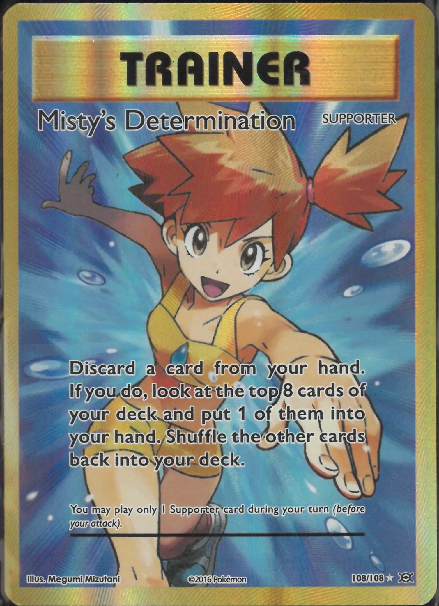 2016 Pokemon Evolutions Ultra Rare Full Art Misty's Determination 108/108 