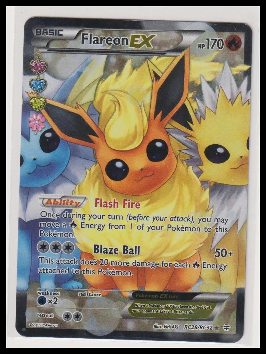 2016 Pokemon Generations Flareon EX Full Art Radiant Collection RC28/RC32 MP 