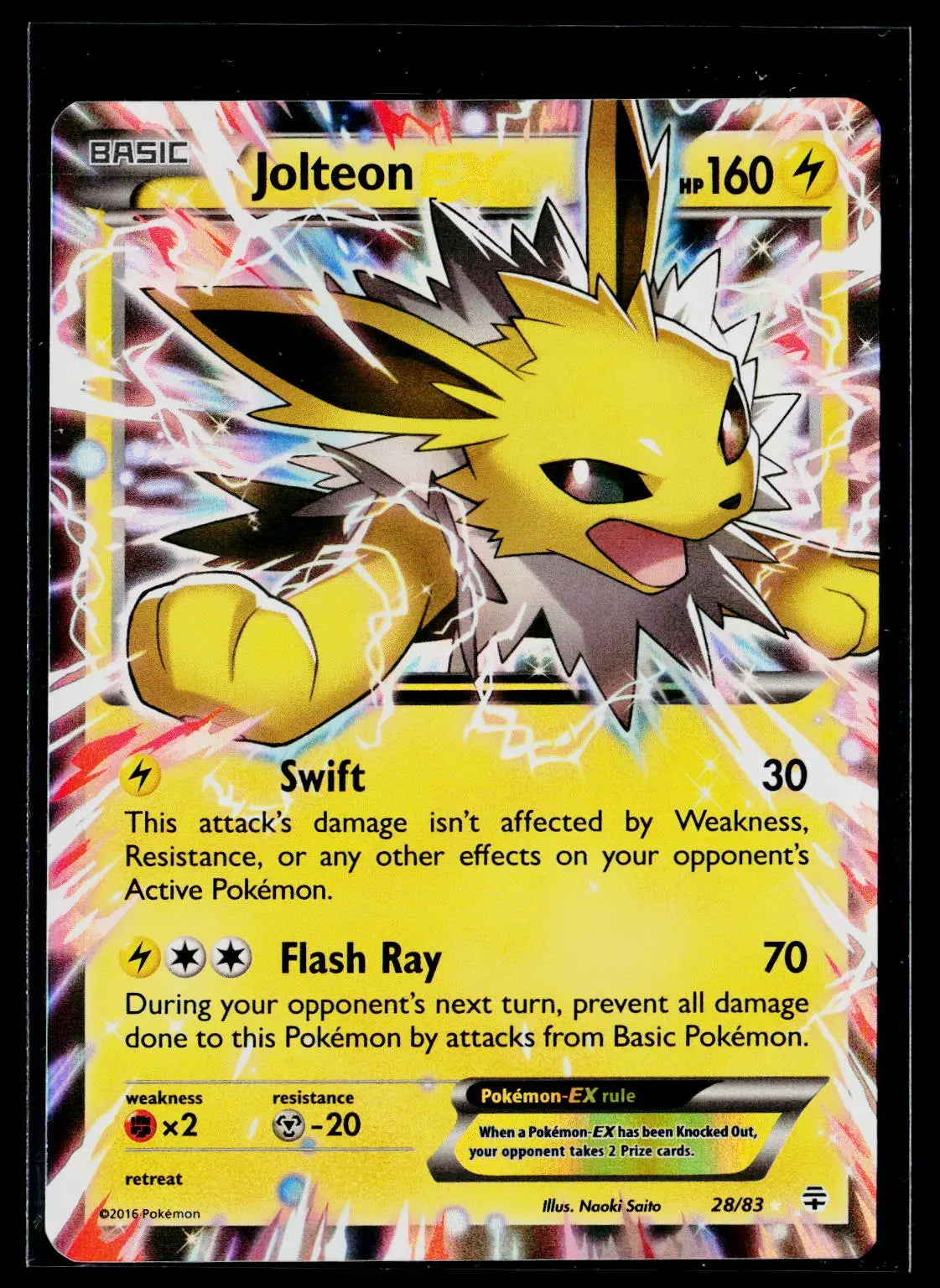 2016 Pokemon Generations Jolteon EX Holofoil Ultra Rare 28/83 