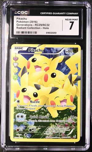 2016 Pokemon Generations Pikachu RC29/RC32 CGC 7 