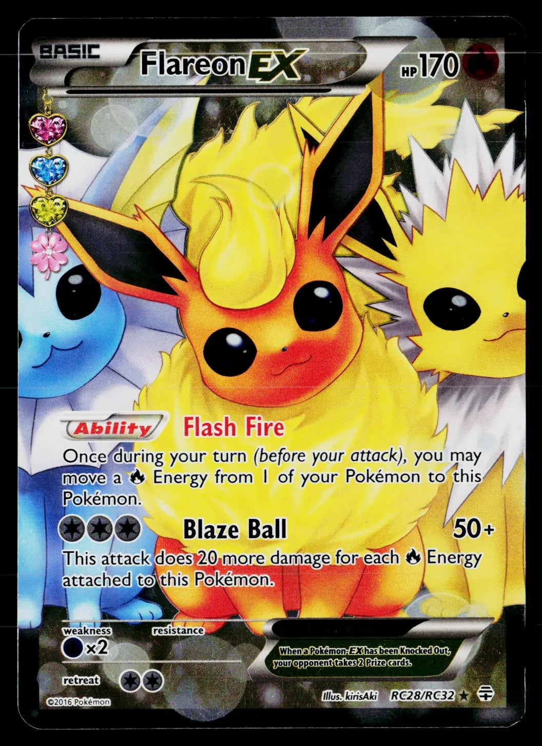 2016 Pokemon Generations Radiant Collection Flareon EX Ultra Rare RC28/RC32 