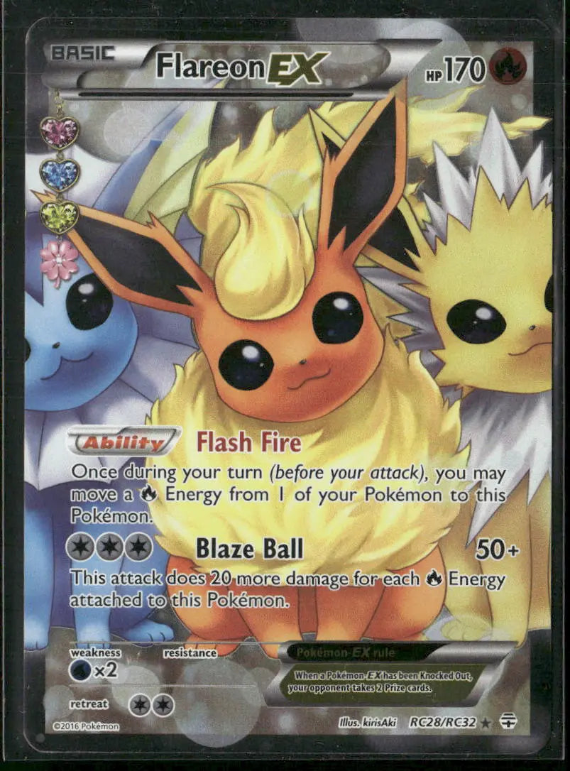 2016 Pokemon Generations: Radiant Collection Full Art Flareon EX RC28/RC32 