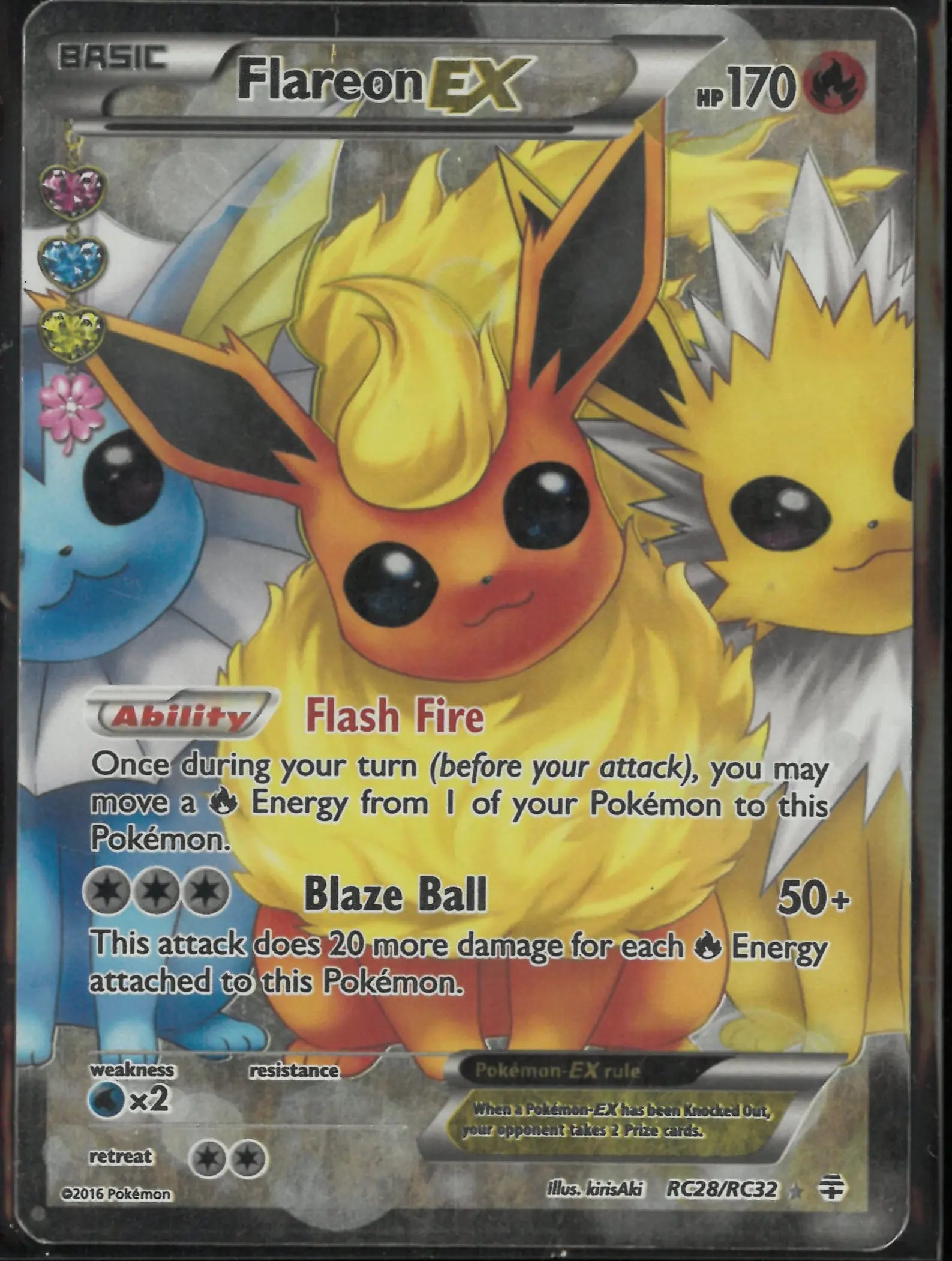 2016 Pokemon Generations: Radiant Collection Ultra Rare Flareon EX RC28/RC32 HP 