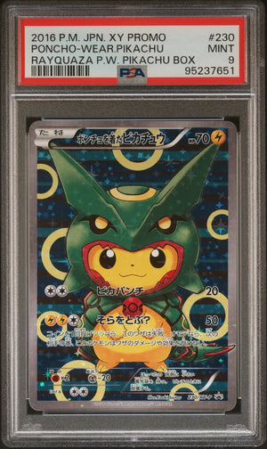 2016 Pokemon Japanese XY Promo Poncho-Wear Pikachu Rayquaza Pikachu Box PSA 9 
