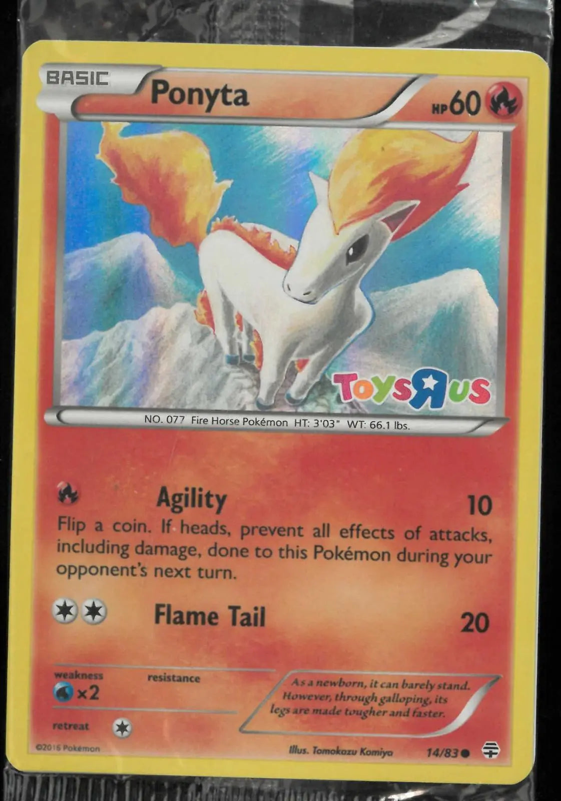 2016 Pokemon Toys R US Exclusive Stamped Ponyta 14/83 Sealed 
