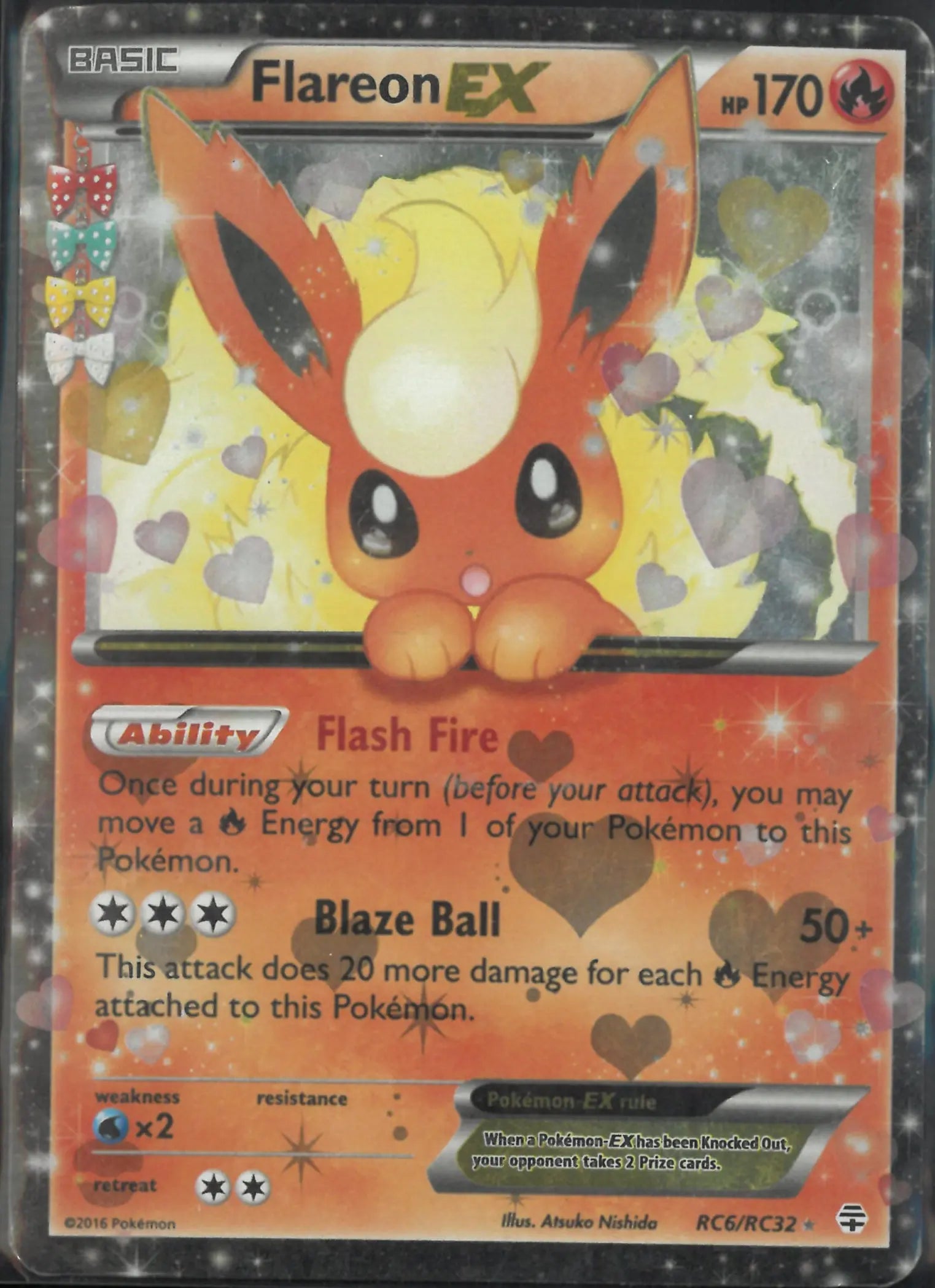 2016 Pokemon Ultra Rare Generations: Radiant Collection Flareon EX RC6 