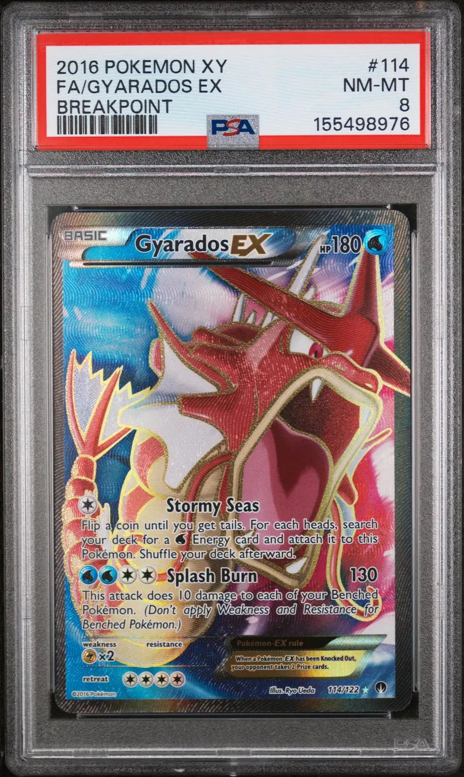 2016 Pokemon XY Breakpoint 114/122 Shiny Gyarados EX PSA 8 