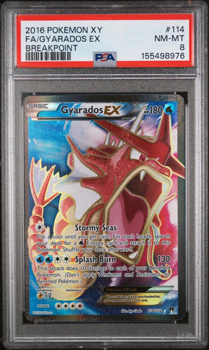 2016 Pokemon XY Breakpoint 114/122 Shiny Gyarados EX PSA 8 