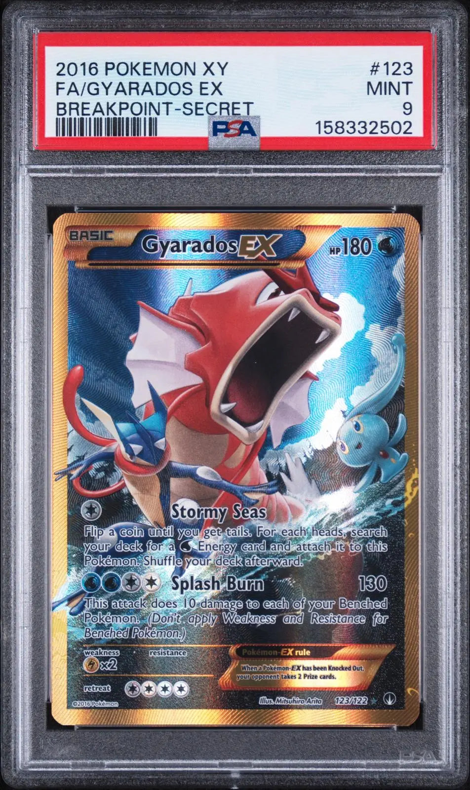 2016 Pokemon XY Breakpoint Gyarados Ex Secret 123/122 PSA 9 