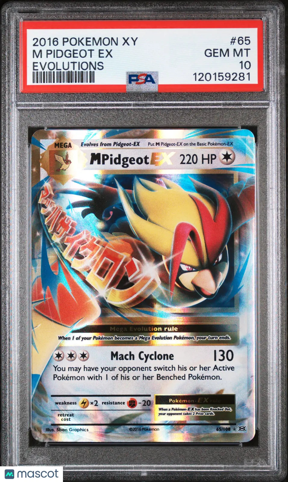 2016 Pokemon XY Evolutions M Pidgeot EX PSA 10 65/108 