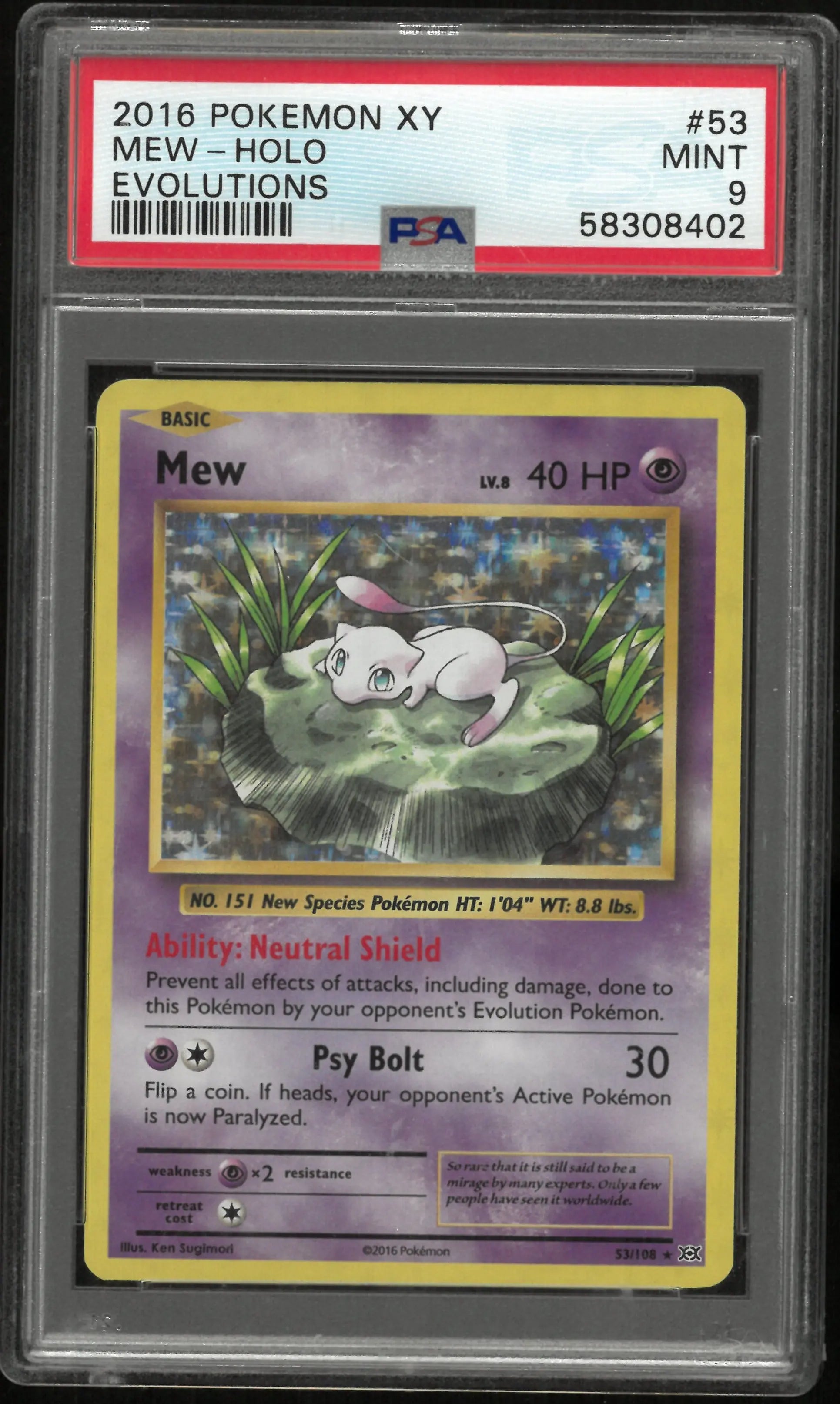 2016 Pokemon XY Evolutions Mew Holo Evolutions PSA 9 #53 