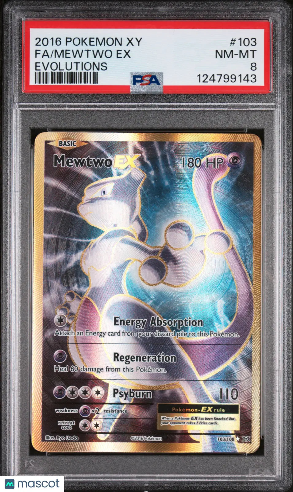 2016 Pokemon XY Evolutions Mewtwo EX Full Art  PSA 8 103/108 
