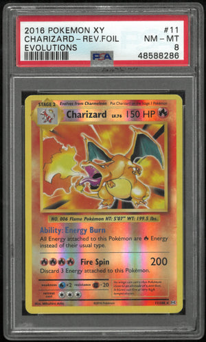 2016 Pokemon XY Evolutions Reverse Holofoil Charizard 11/108 PSA 8 