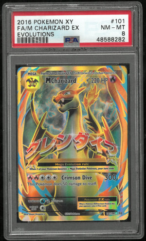 2016 Pokemon XY Evolutions Ultra Rare Full Art M Charizard EX 101/108 PSA 8 