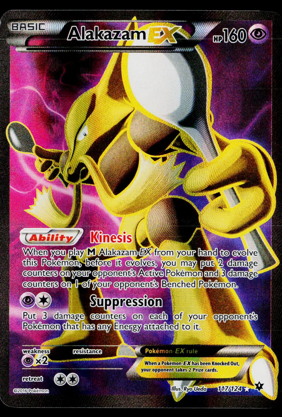 2016 Pokemon XY Fates Collide 117/124 Alakazam EX 