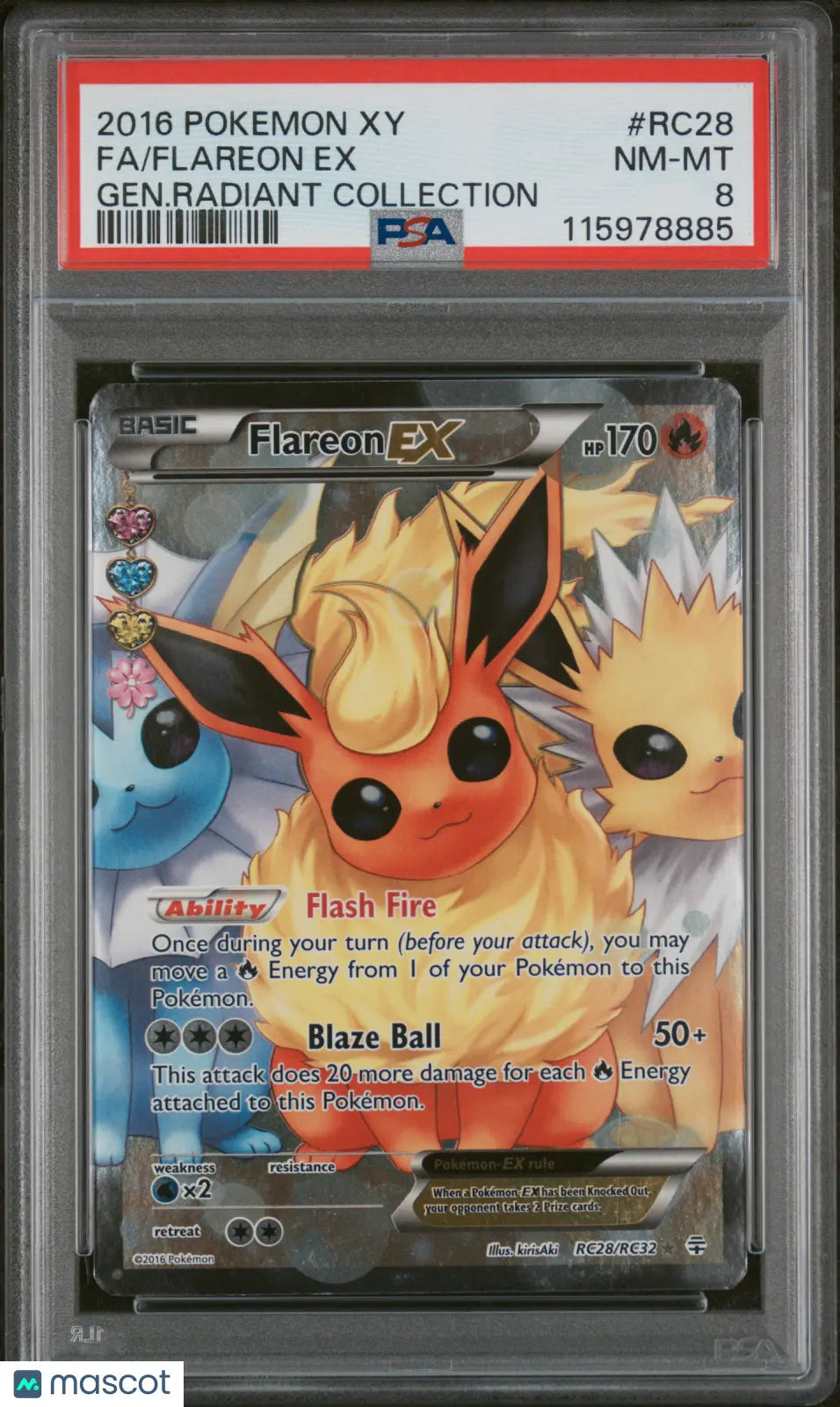 2016 Pokemon XY Generations Radiant Collection Flareon EX Fa PSA 8 #RC28 