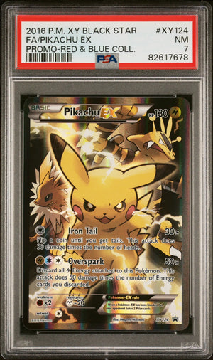 2016 Pokemon Xy Black Star Promo Pikachu EX-Red & Blue Coll XY124 PSA 7 