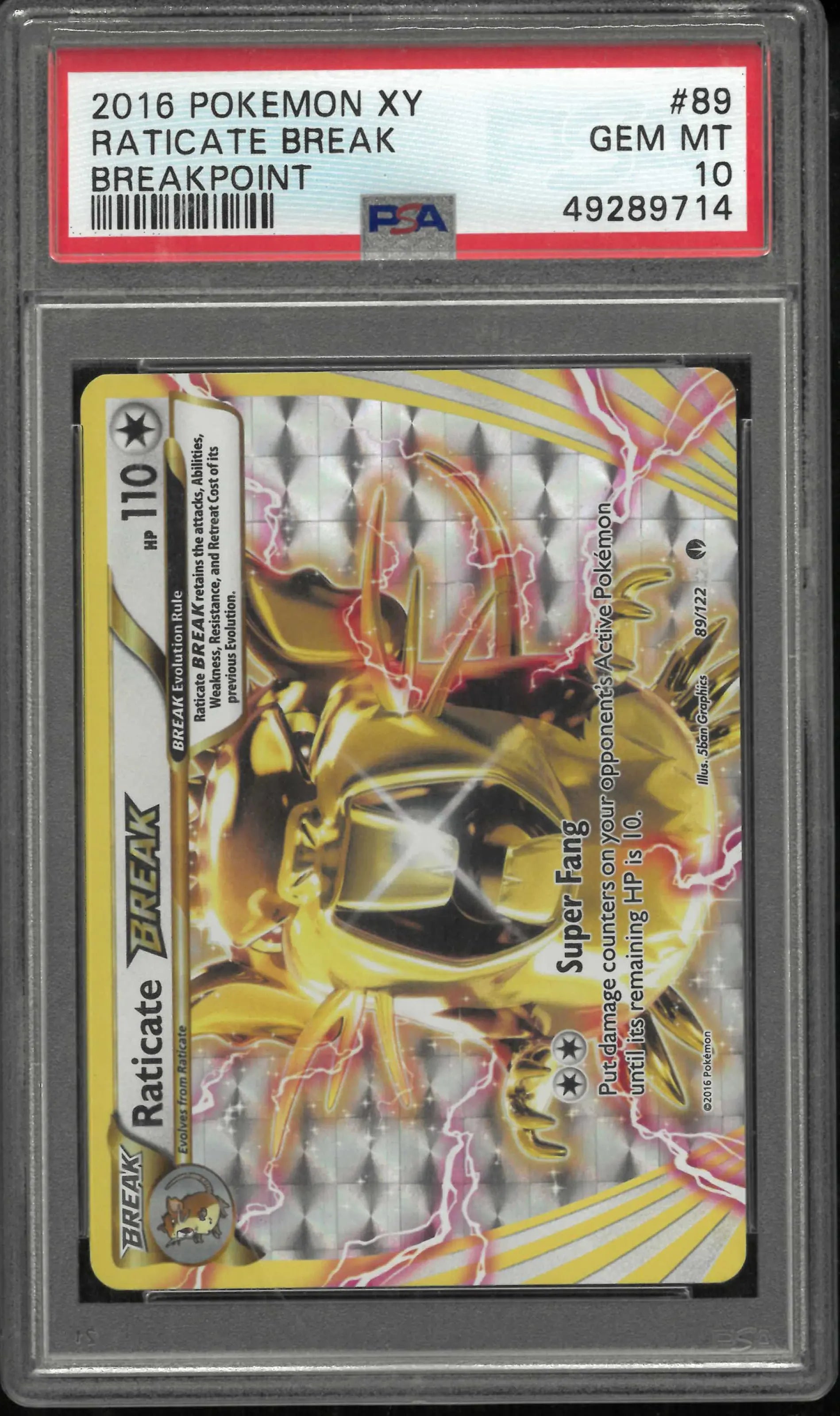 2016 Pokemon Xy Breakpoint #89 Raticate Break PSA 10 