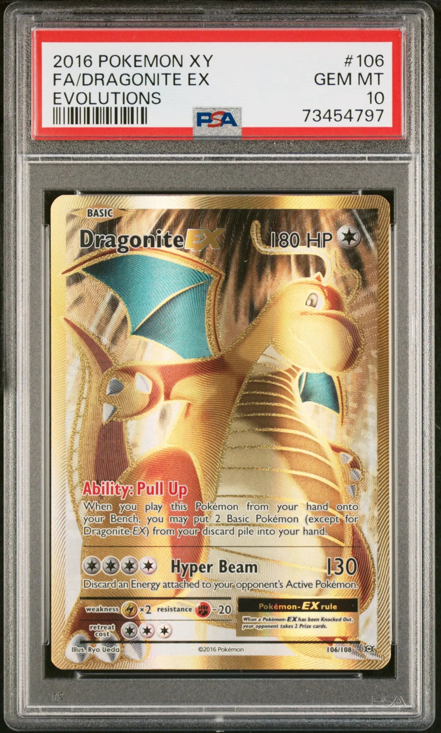 2016 Pokemon Xy Evolutions 106/108 Dragonite Ex PSA 10 