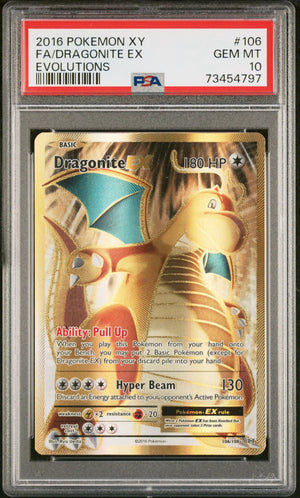 2016 Pokemon Xy Evolutions 106/108 Dragonite Ex PSA 10 