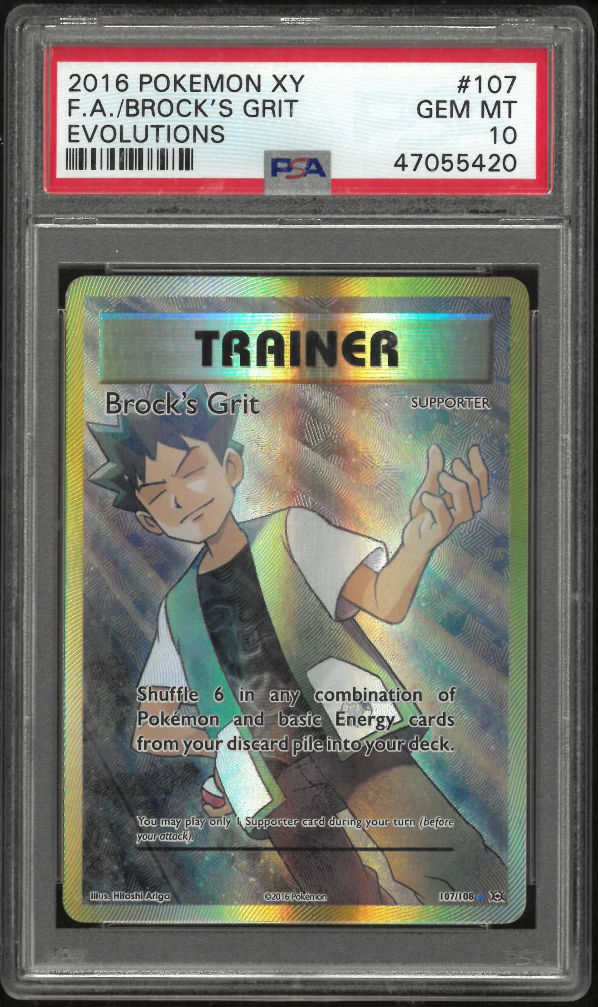 2016 Pokemon Xy Evolutions 107/108 Brock's Grit PSA 10 