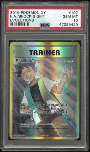 2016 Pokemon Xy Evolutions 107/108 Brock's Grit PSA 10 