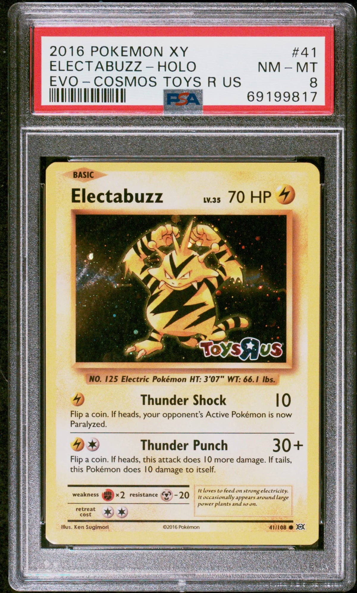2016 Pokemon Xy Evolutions Electabuzz-Holo 41/108 Cosmos Toys R Us PSA 8 