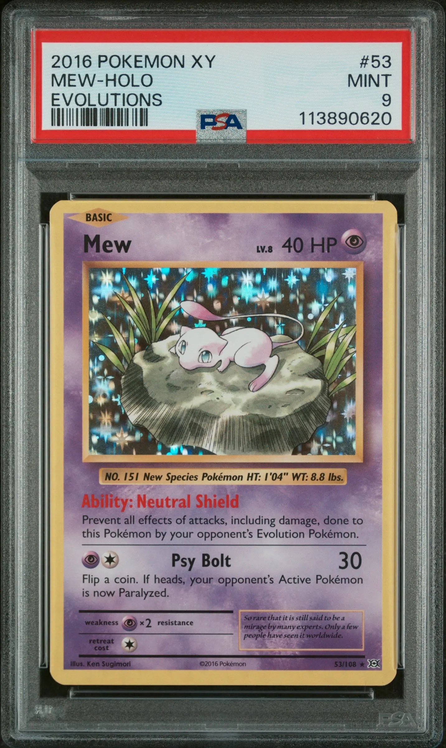 2016 Pokemon Xy Evolutions Mew-Holo 53/108 PSA 9 