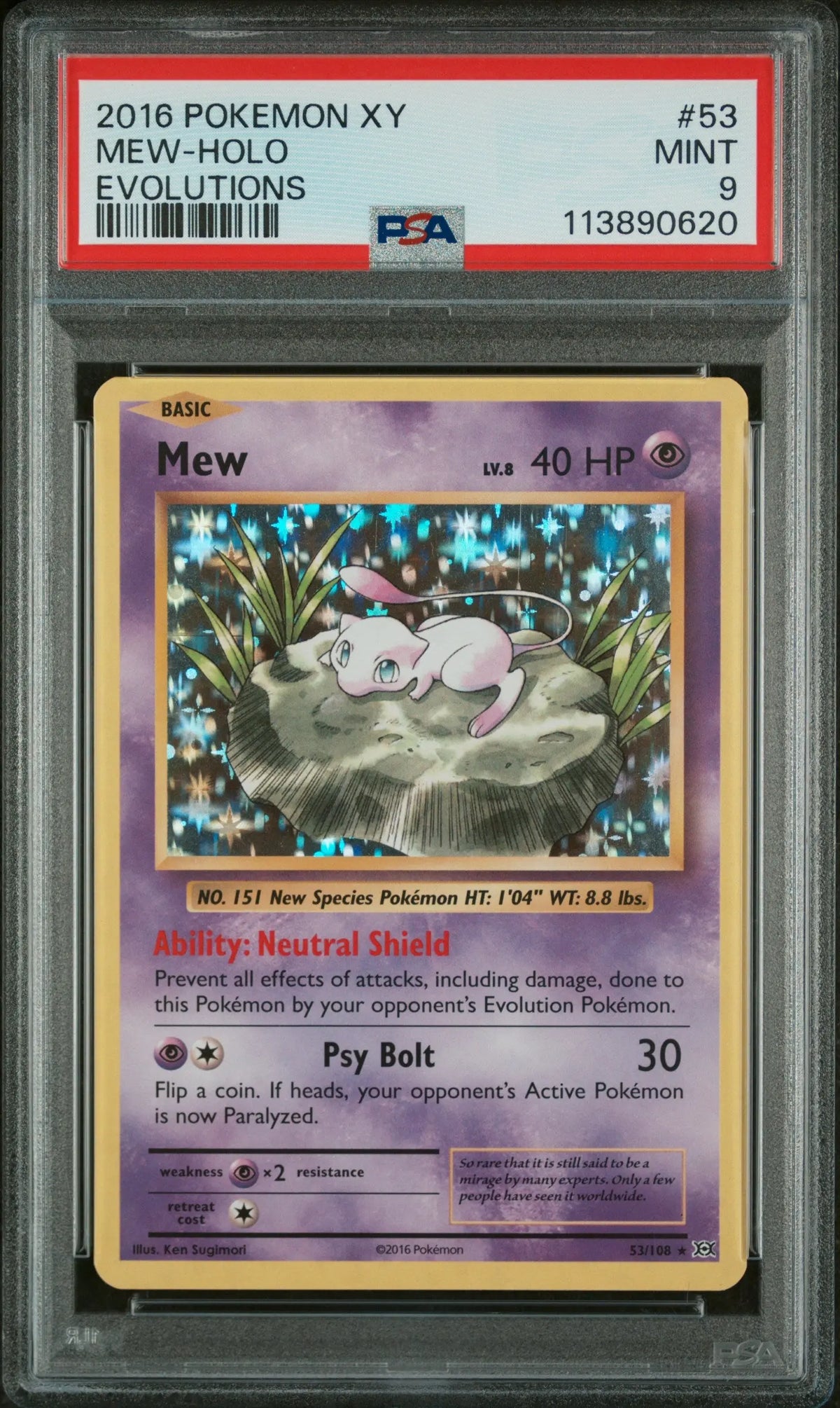 2016 Pokemon Xy Evolutions Mew-Holo 53/108 PSA 9 