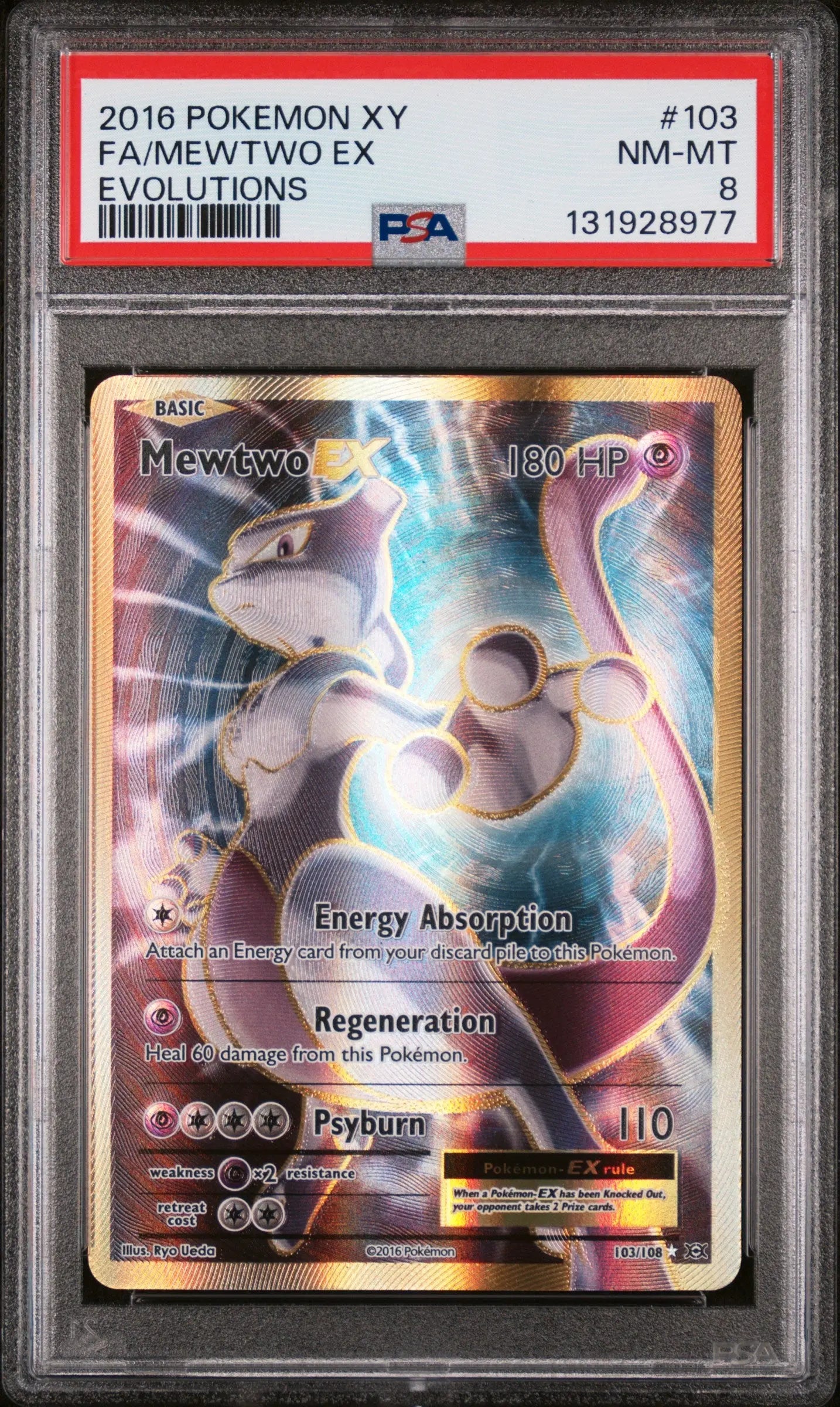 2016 Pokemon Xy Evolutions Mewtwo EX 103/108 PSA 8 