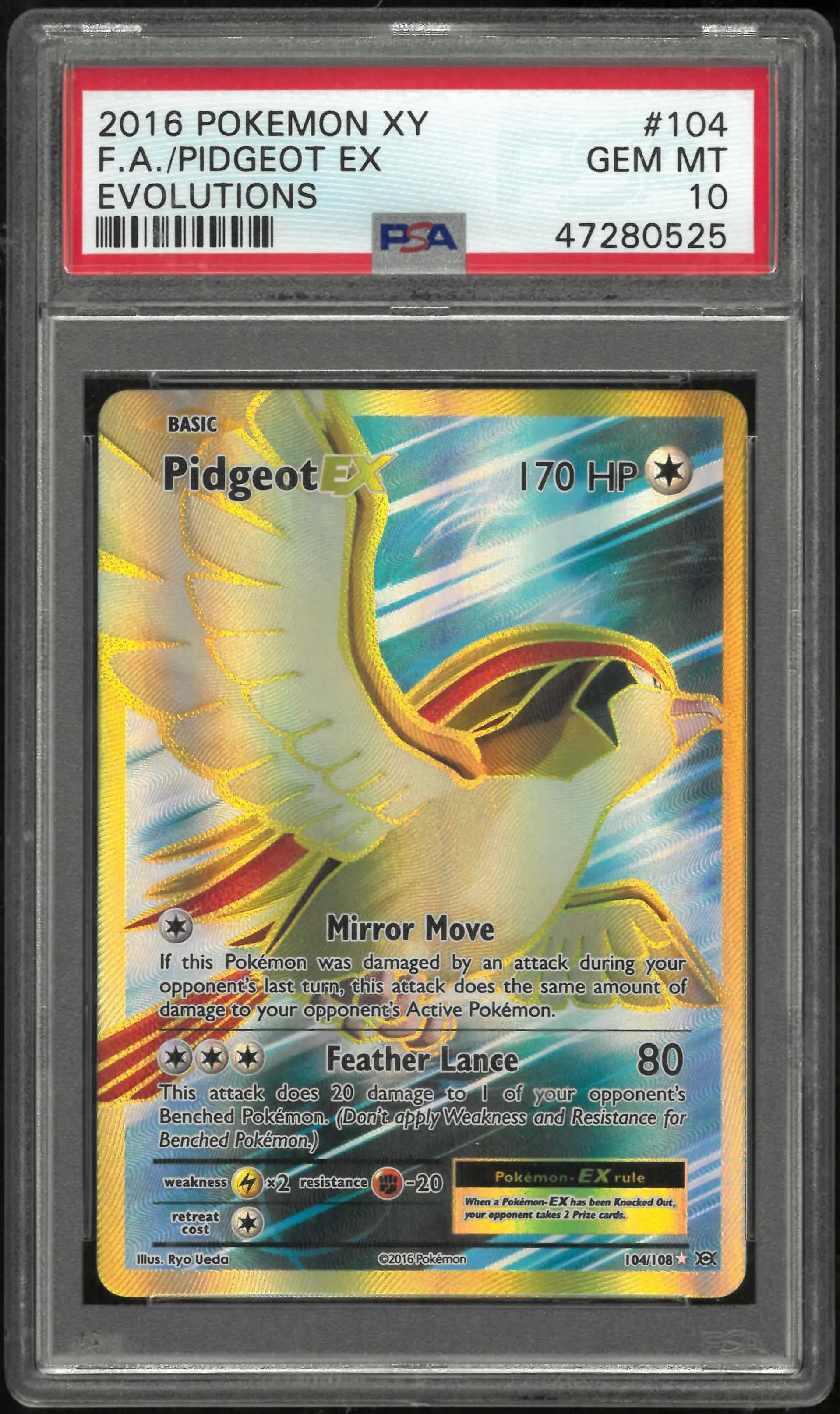 2016 Pokemon Xy Evolutions #104 Fa Pidgeot Ex PSA 10 