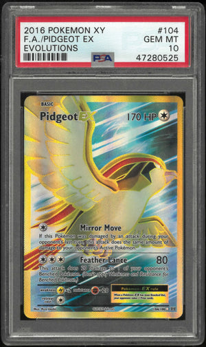 2016 Pokemon Xy Evolutions #104 Fa Pidgeot Ex PSA 10 