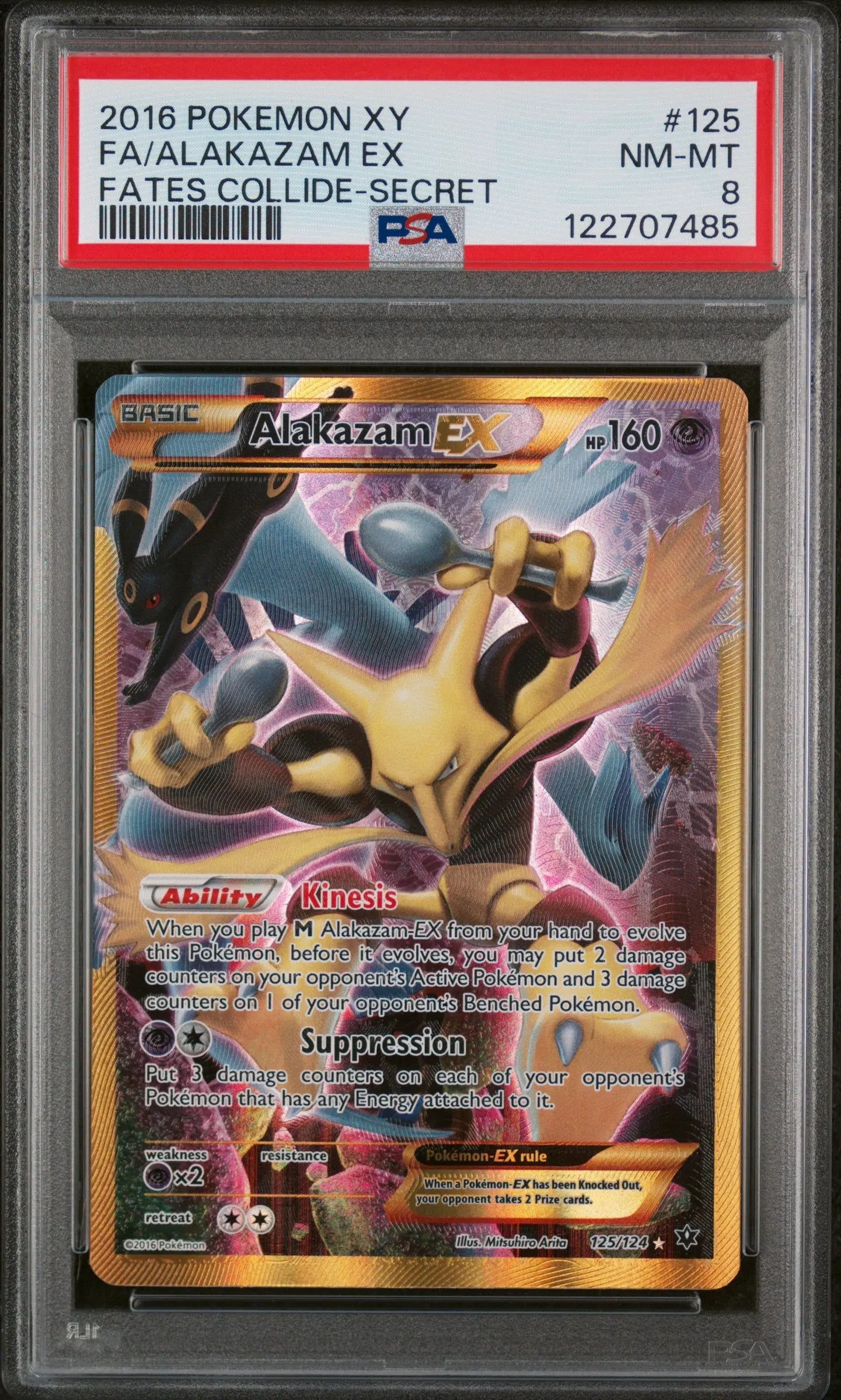 2016 Pokemon Xy Fates Collide Alakazam EX 125/124 PSA 8 
