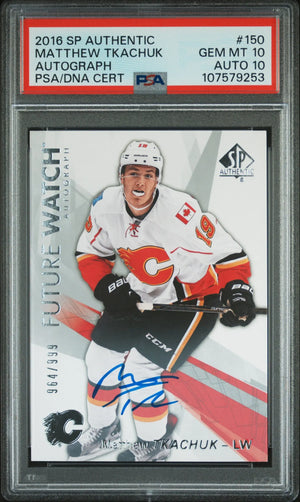 2016 Sp Authentic Future Watch Rookie  Autograph Matthew Tkachuk /999 RC PSA 10 