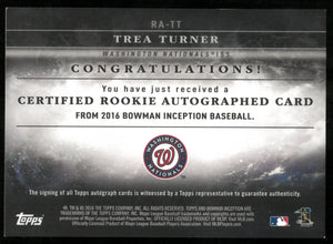 2016 Topps Bowman Inception Baseball Rookie Auto Trea Turner /99 