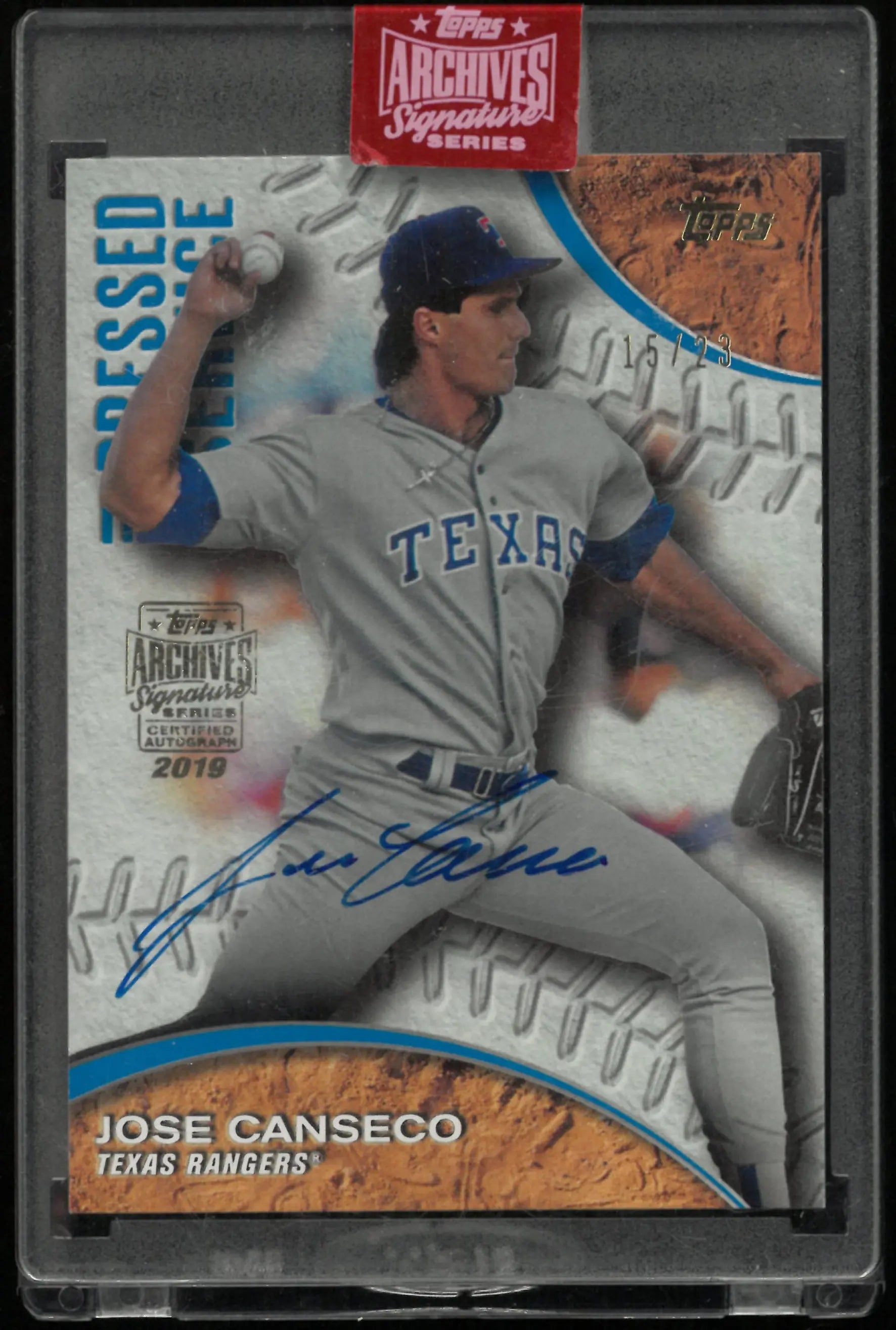 2016 Topps Pressed into Service Autograph Jose Canseco Auto Blue /23 